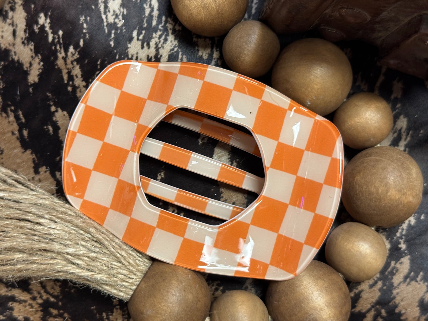 Orange Check Banana Clip
