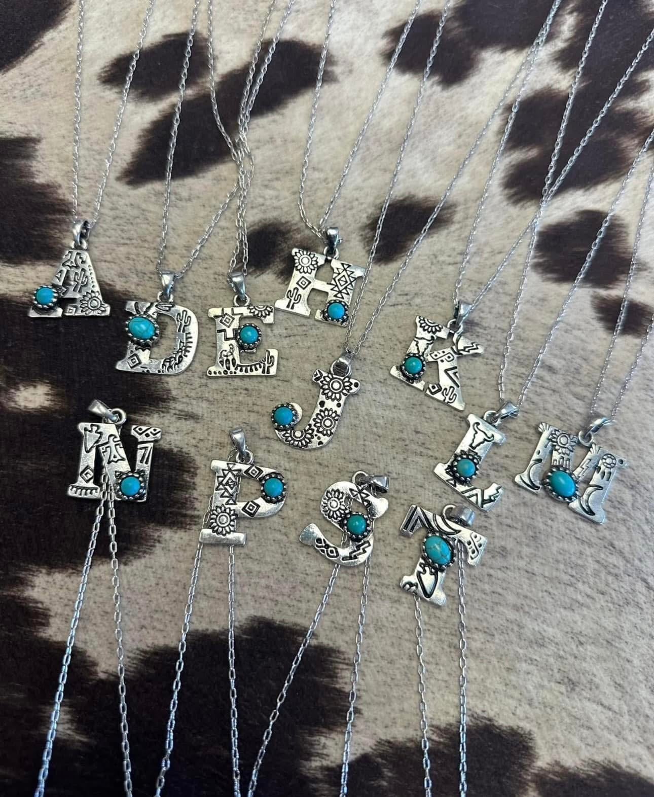 Turquoise Trails Initial Necklace