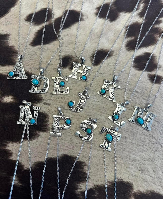Turquoise Trails Initial Necklace