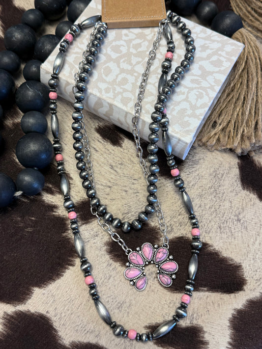 Pink Prairie Blossom Necklace