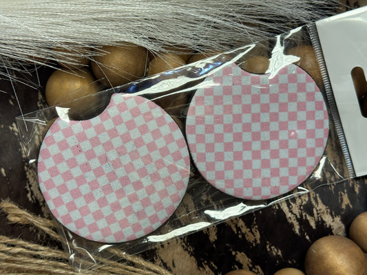 Sweet Checkered Charm Car Coasters