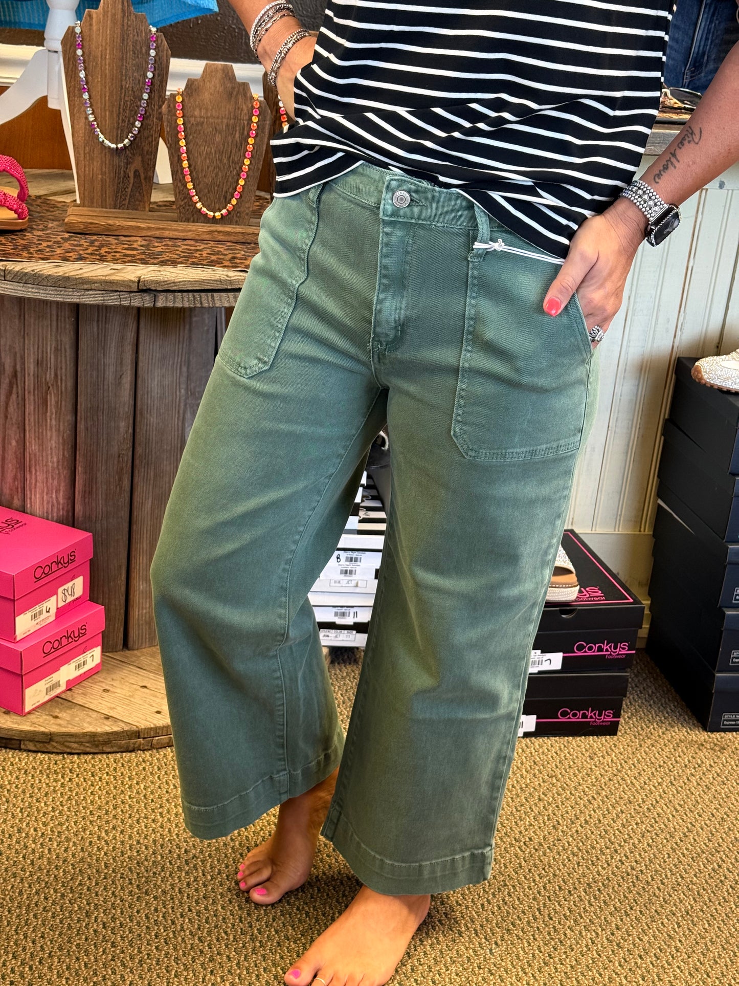 Sage Cropped Jeans