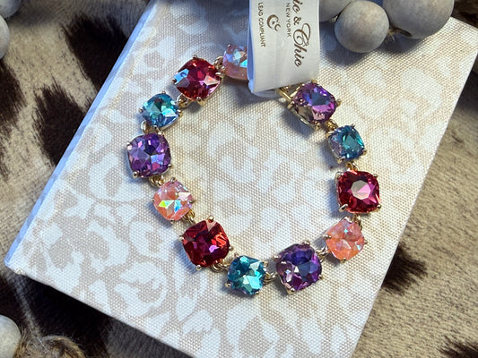 Pastel Multi Glass Crystal 7.5" Bracelet