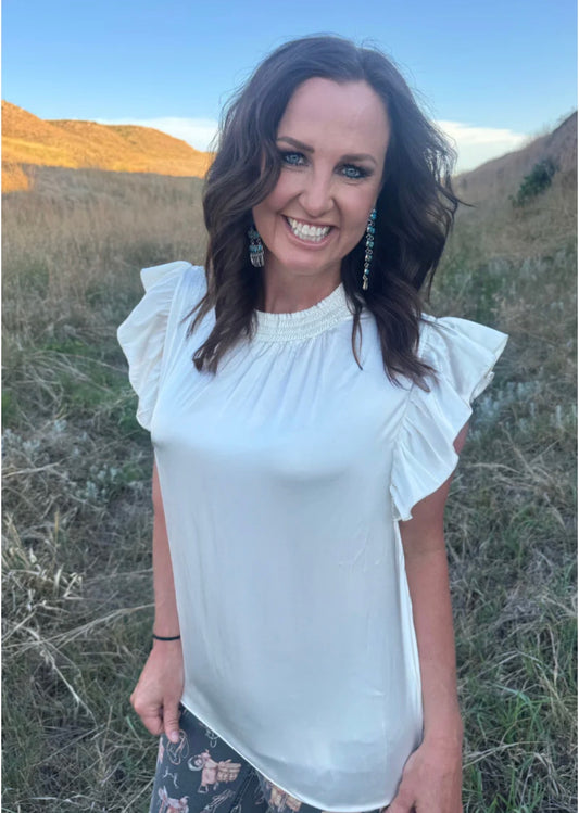 Ivory Grace Flutter Blouse