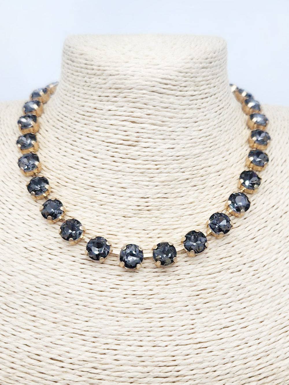 Black Diamond Stone Crystal 16"-18" Necklace