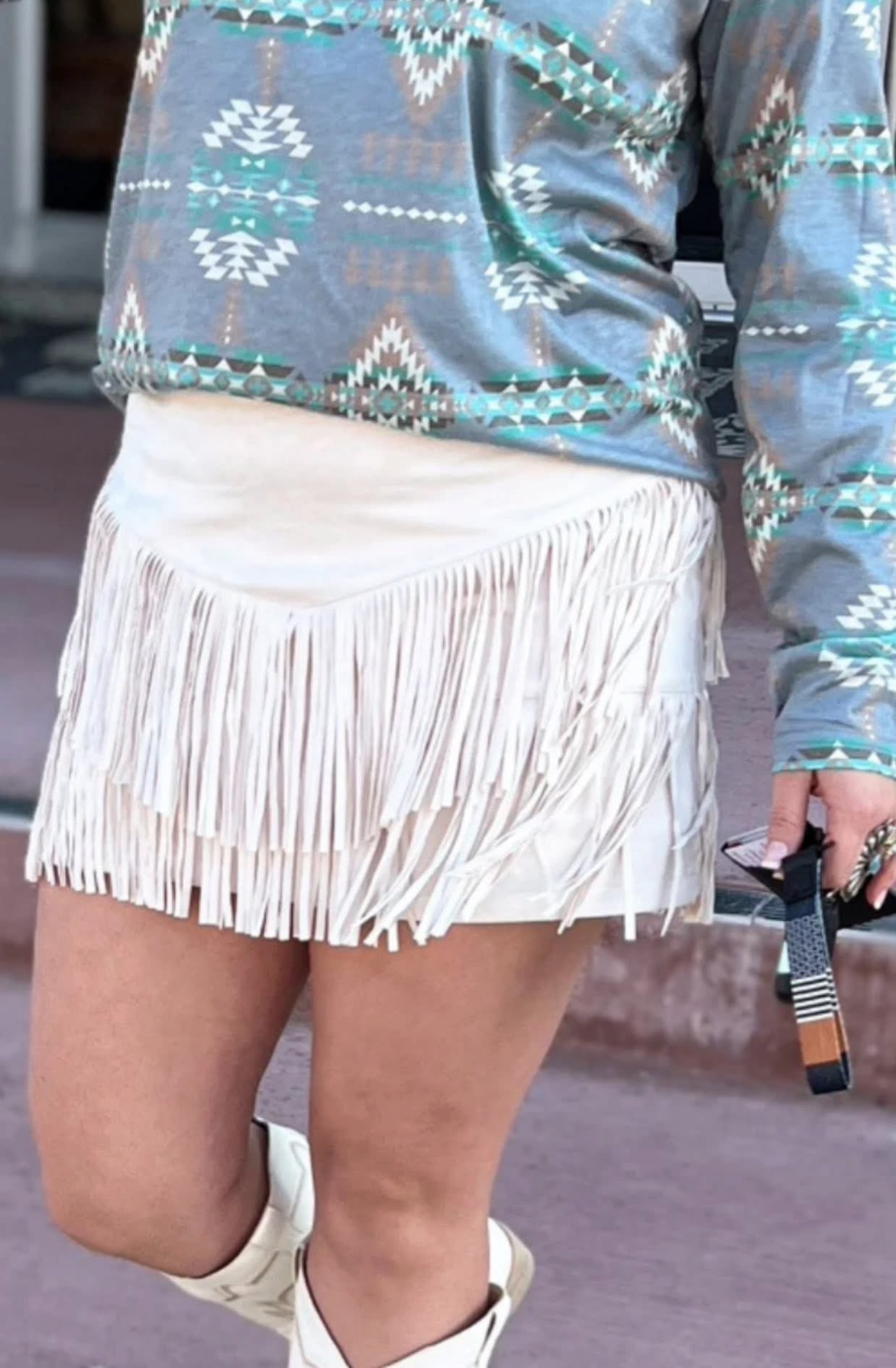 Ivory Swing Fringe Skort