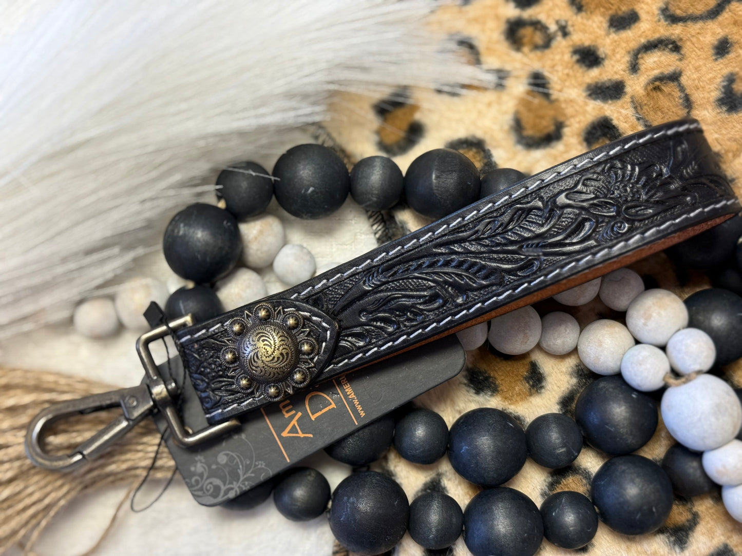 Midnight Tooled Wristlet