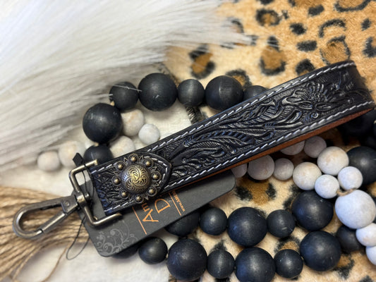 Midnight Tooled Wristlet