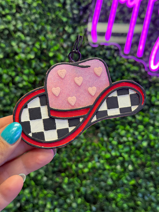 Checkered Romance Hat Freshie