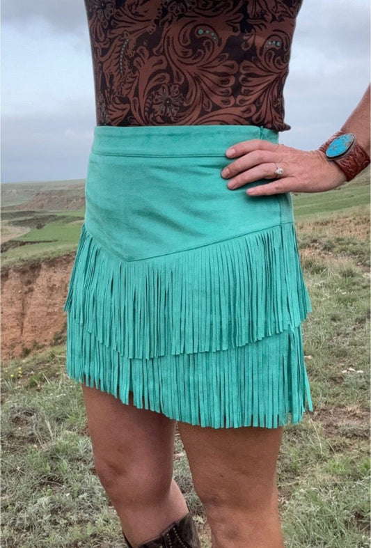 Seafoam Fringe Fever Skort