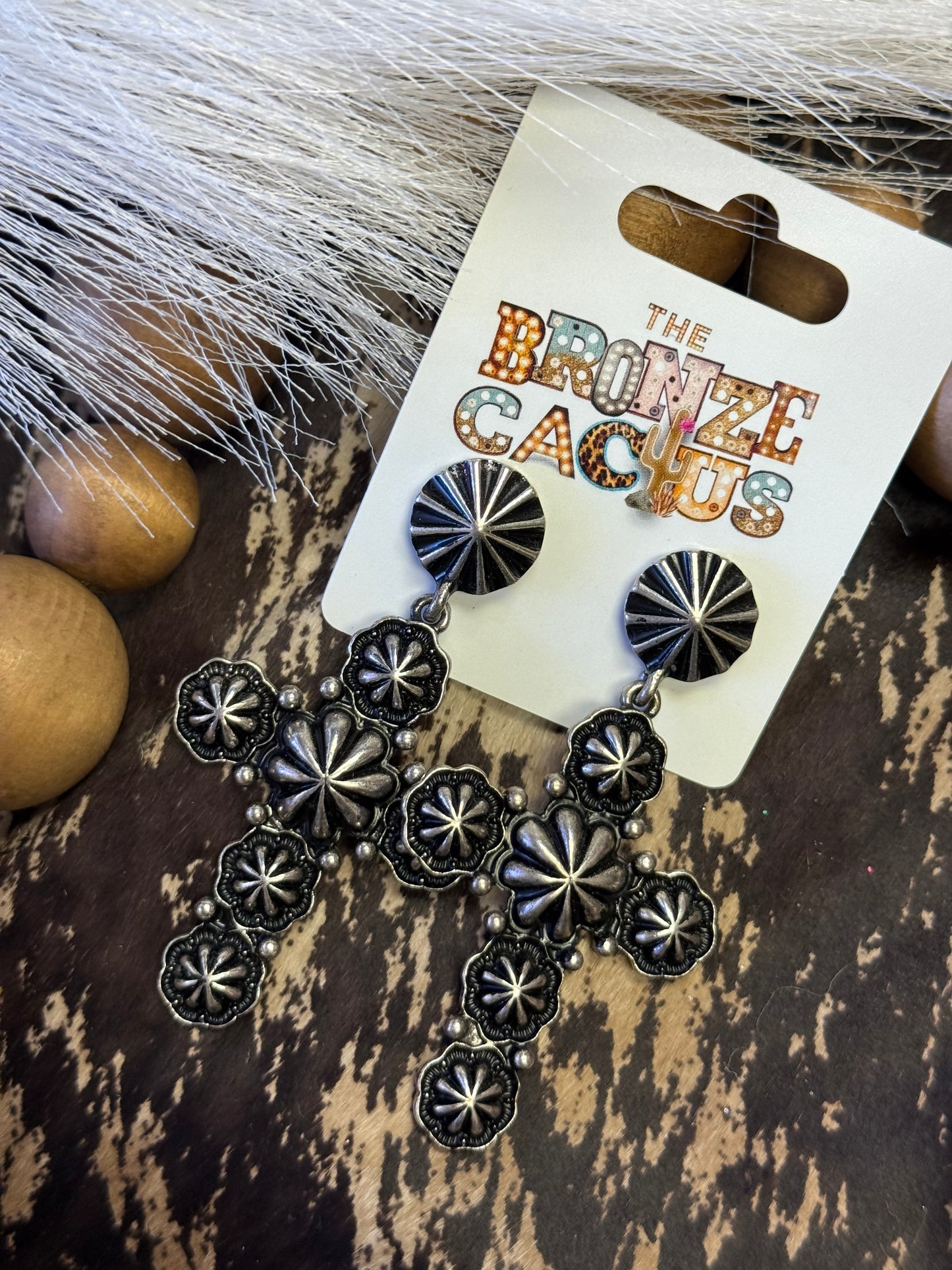 Concho Cross Earrings