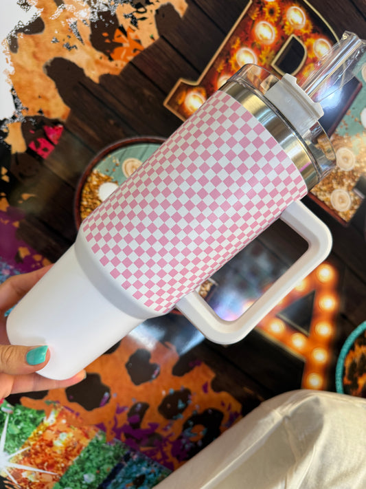 Pink Checkmate Tumbler