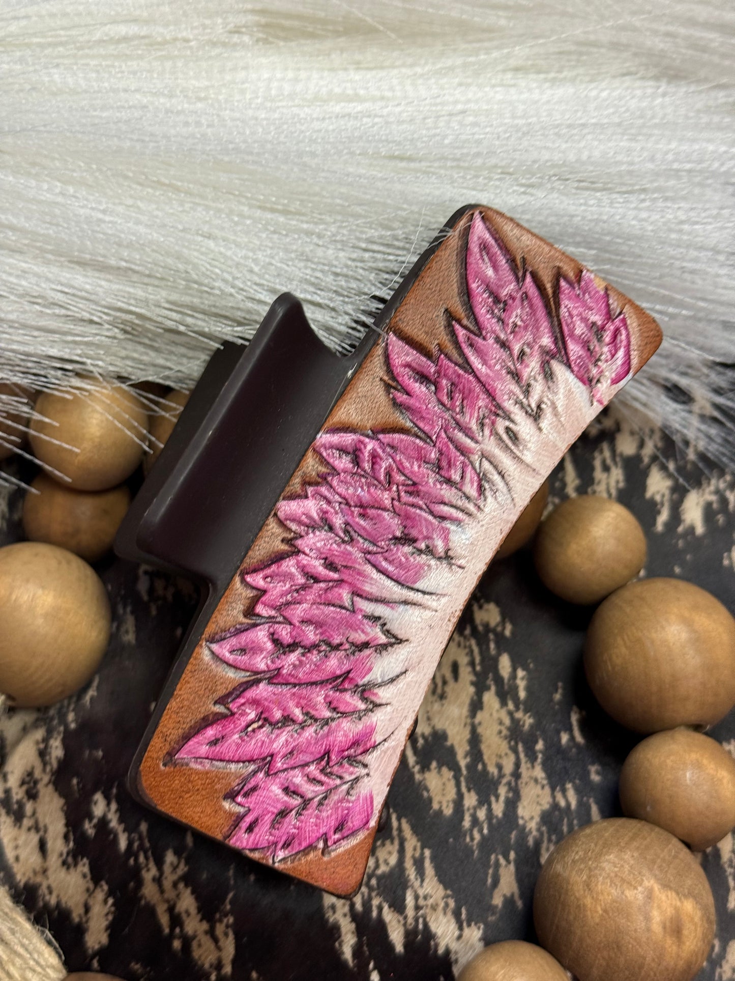 Pink Feather Claw Clip