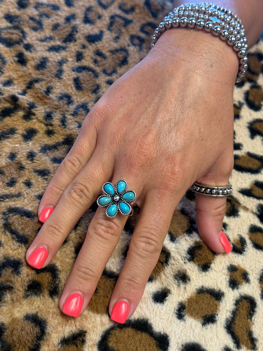 Turquoise Blossom Ring