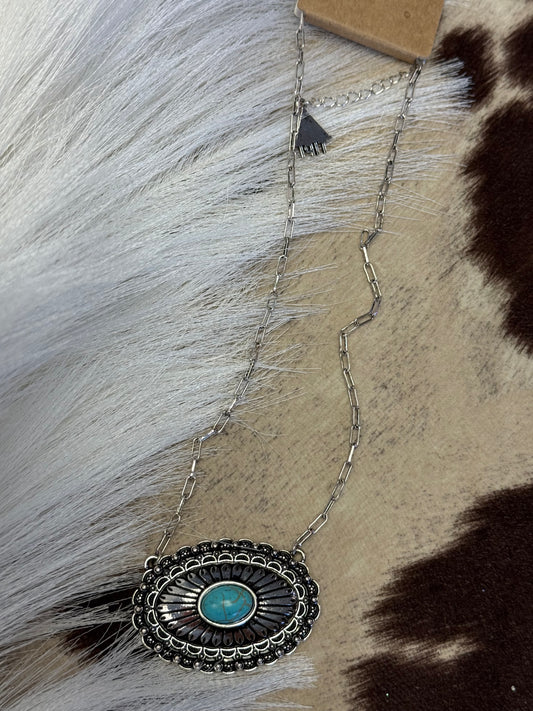Turquoise Prairie Concho Necklace