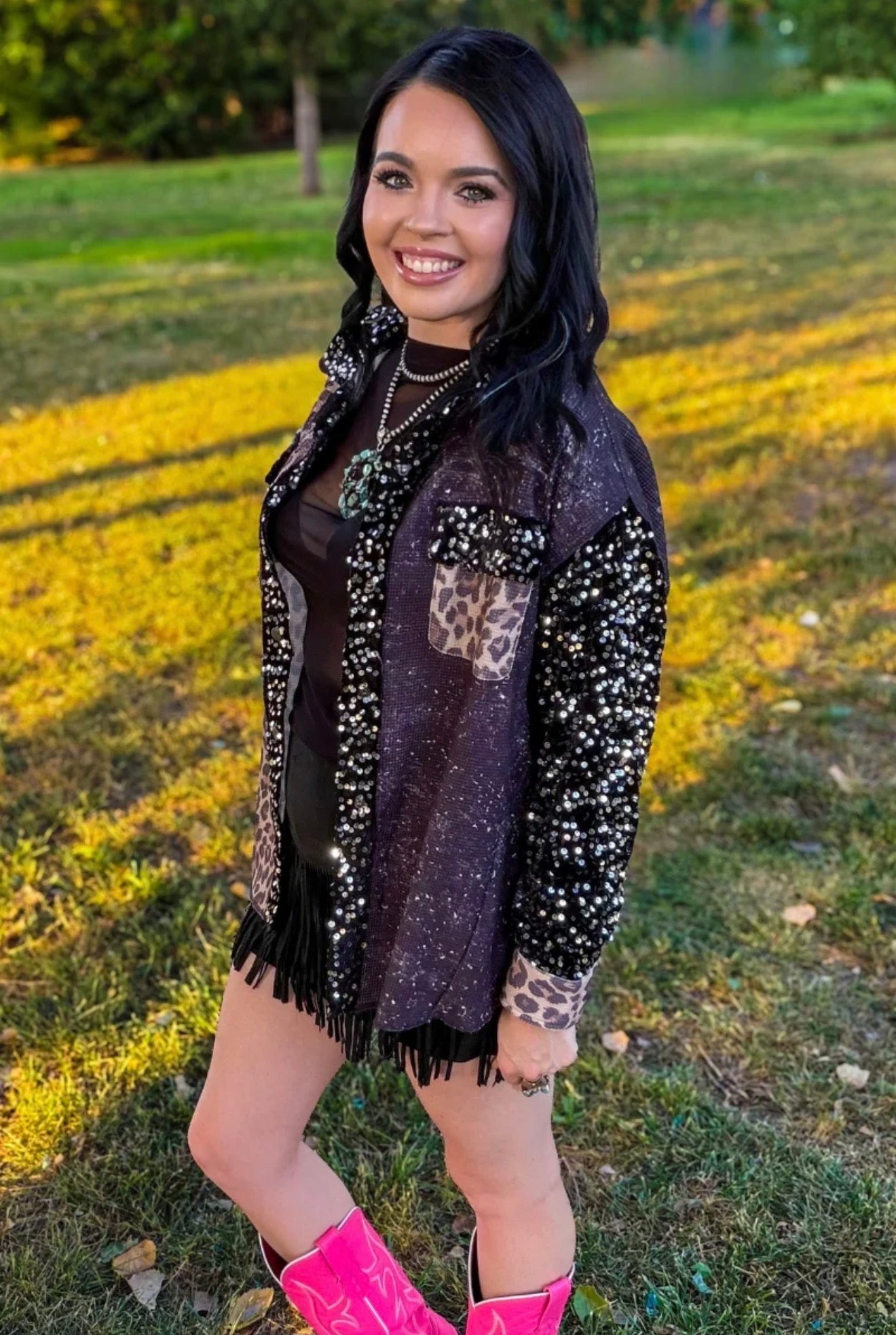 Midnight Glam Leopard Shacket