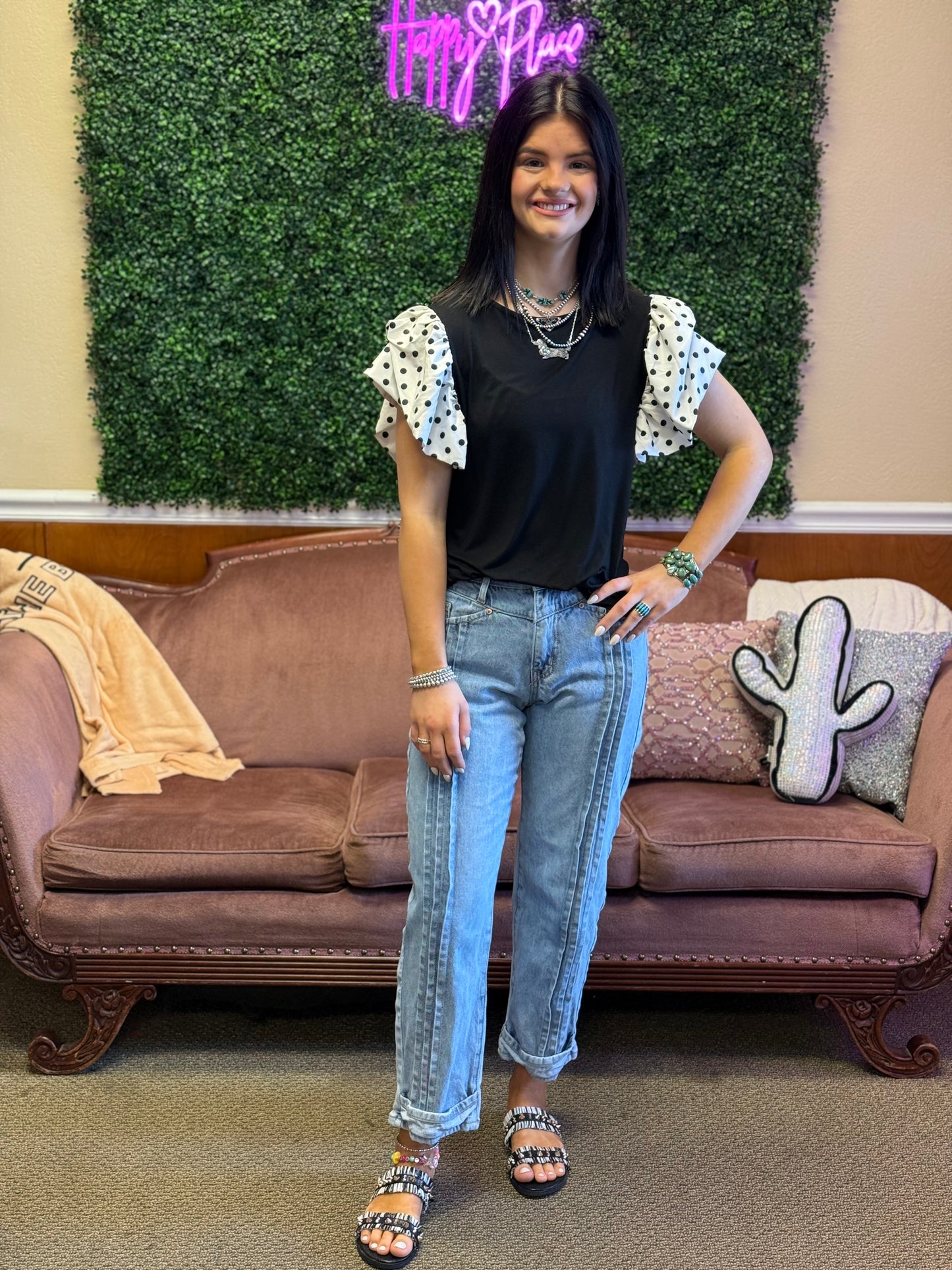 Pretty in Polka Flutter Top
