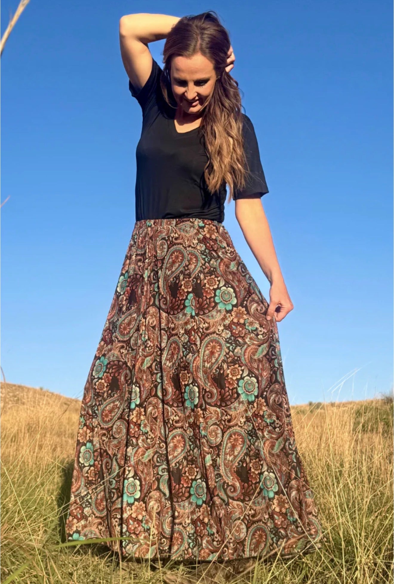 Turquoise Twilight Maxi Skirt