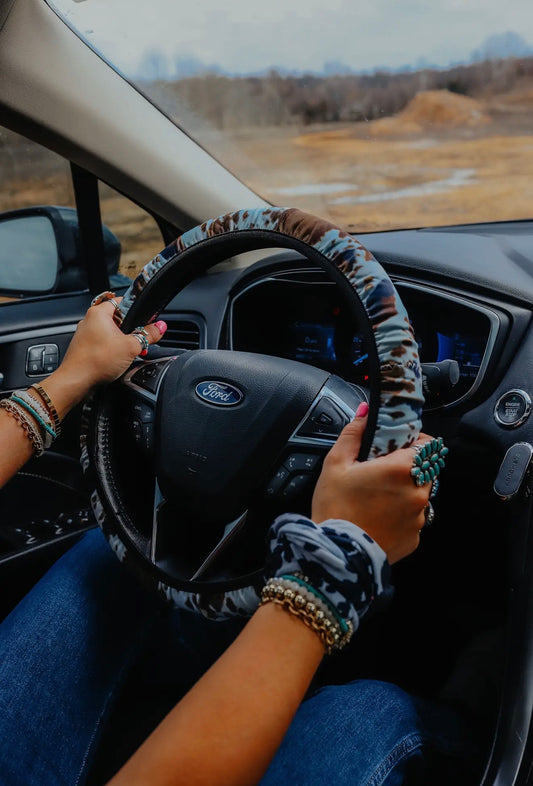 Mocha Cowhide Steering Wheel Cover