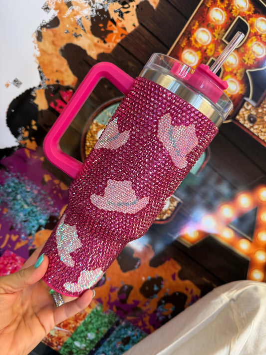 Pink Rodeo Rhinestone Tumbler