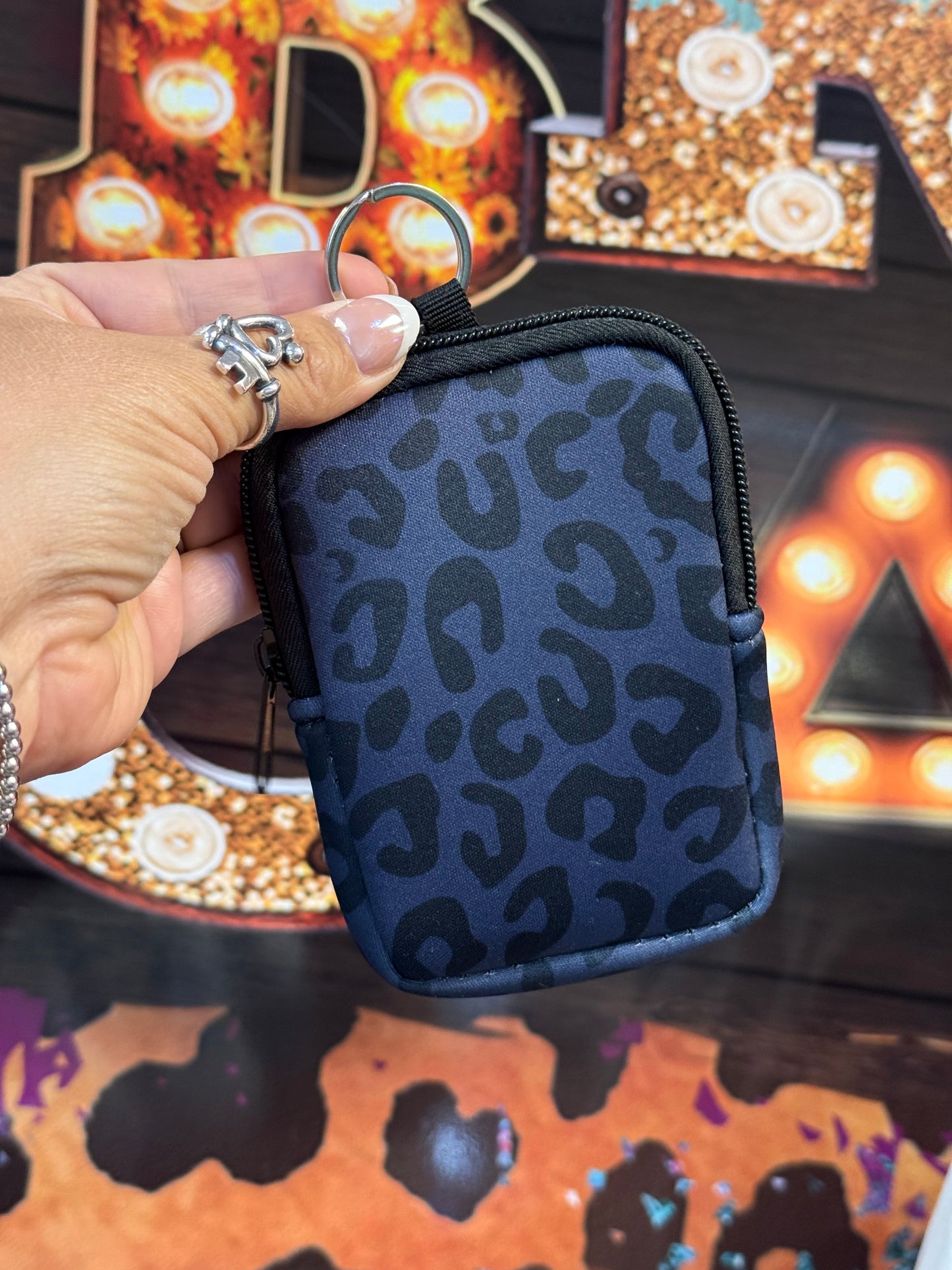 Midnight Leopard Sanitizer Keychain