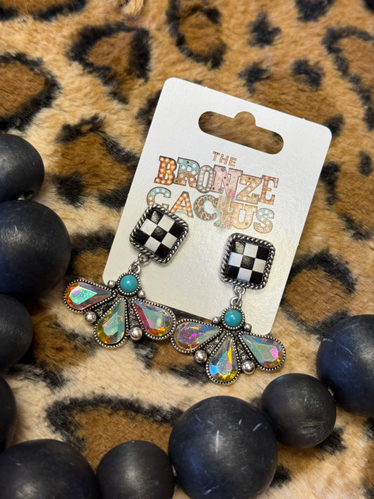 Iridescent Check Earrings