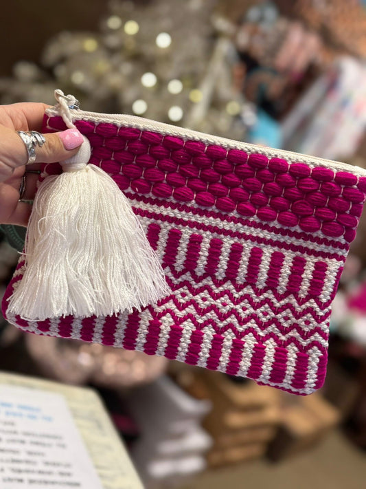 Pink Posie Tassel Pouch