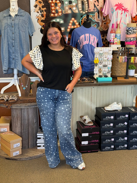 Pretty in Polka Flutter Top