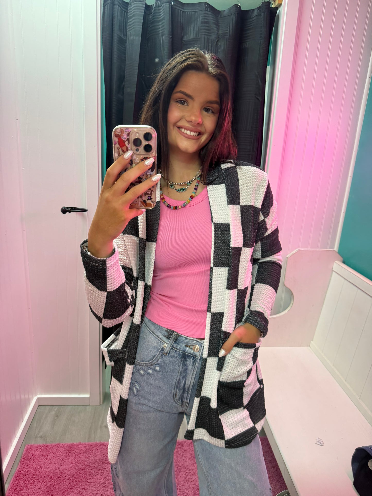 Checkmate Chic Cardigan