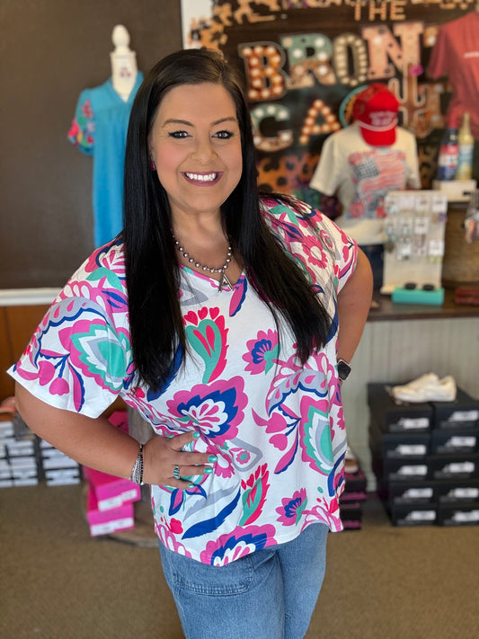 Pink Paradise Floral Top