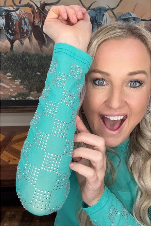 Sea Glass Sparkle Mesh Top