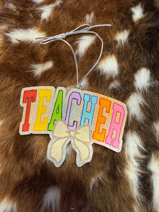 Teacher Beige Bow Freshie