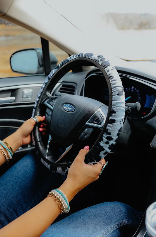 Midnight Cowhide Steering Wheel Cover
