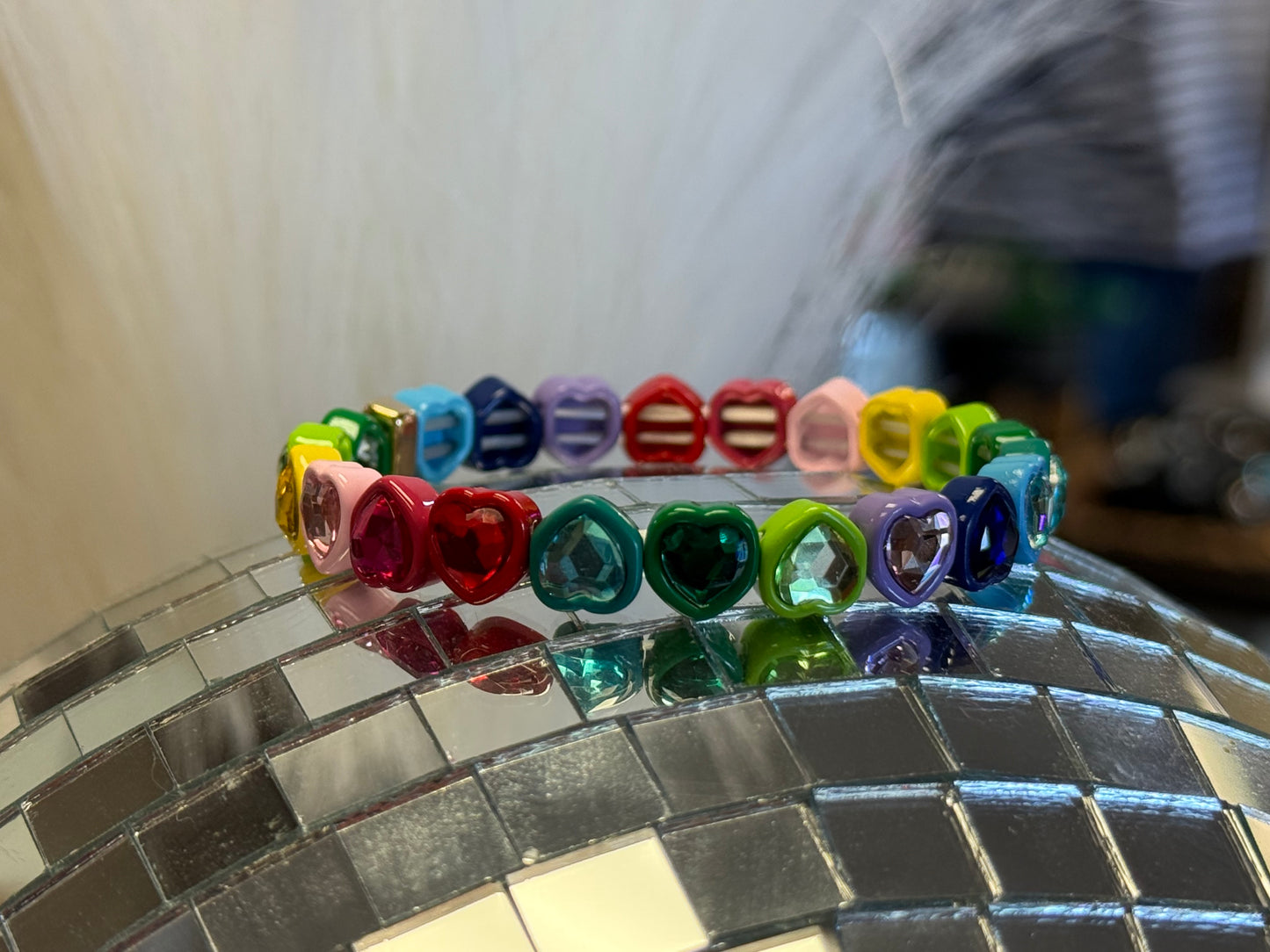 Rainbow Hearts Stretch Bracelet