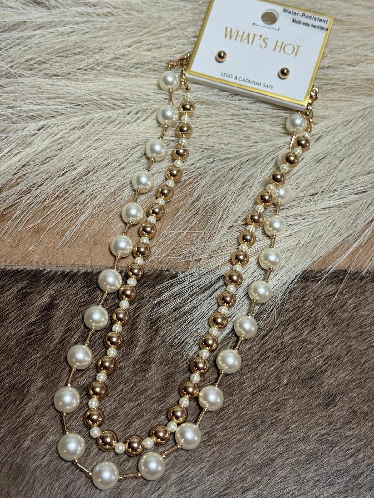 Golden Pearl Duo Necklace