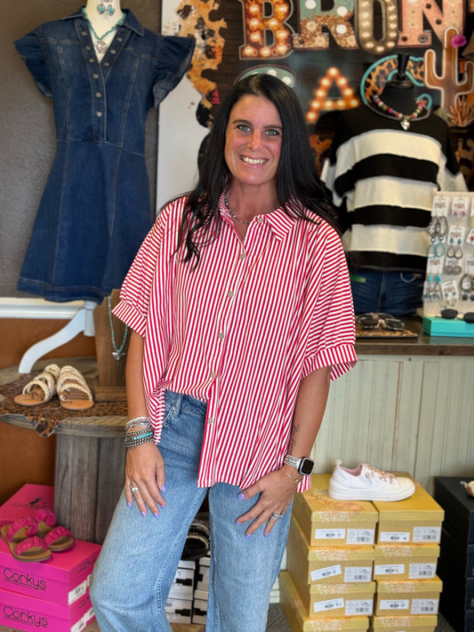Ruby Buttoned Up Striped Top