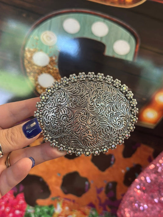 Silver Sage Sparkle Belt Buckle