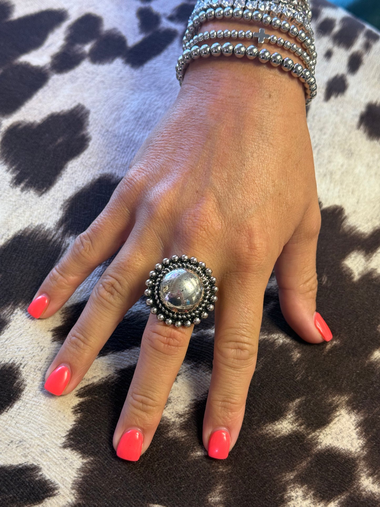 Nickel Bloom Statement Ring