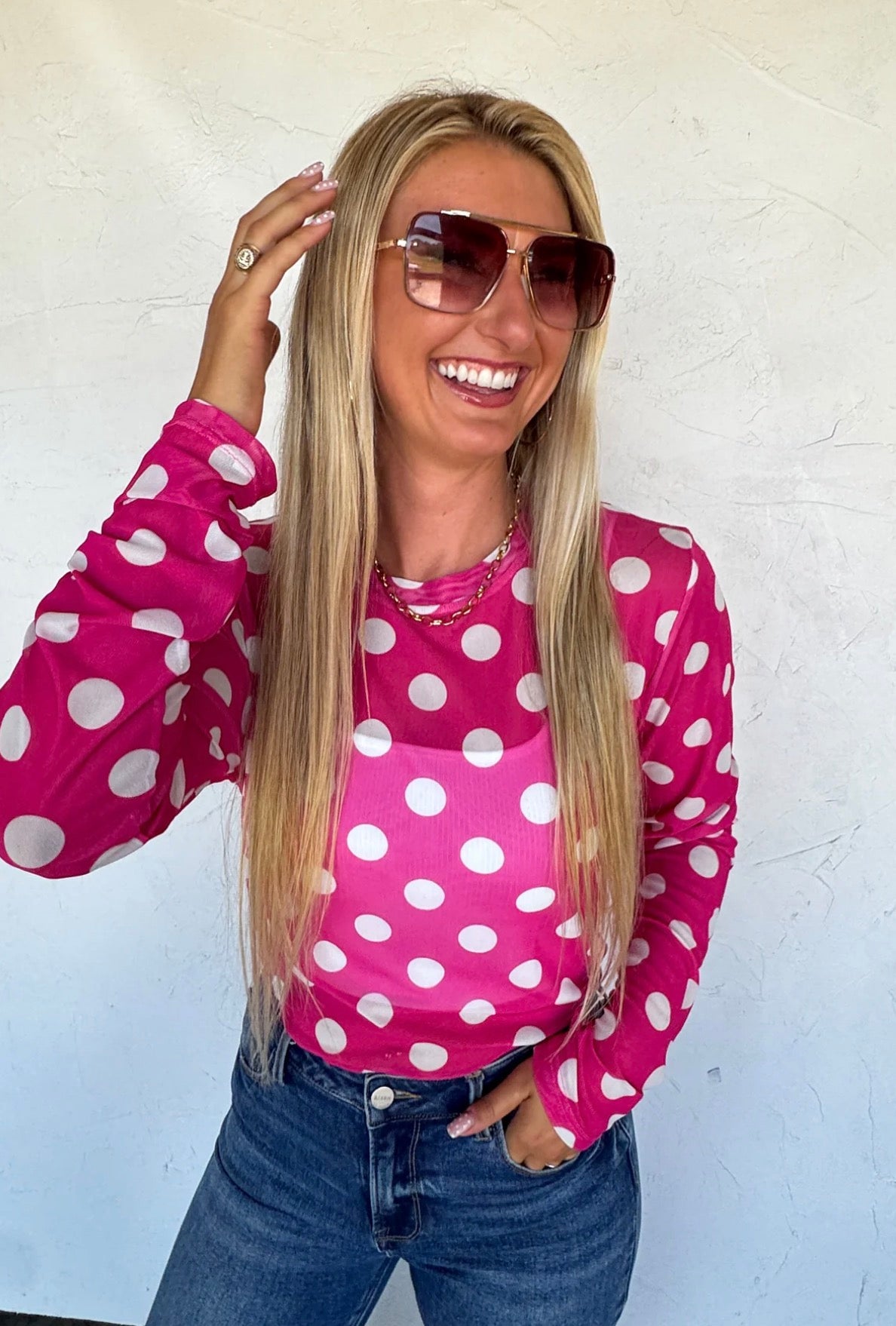 Pretty in Polka Sheer Top