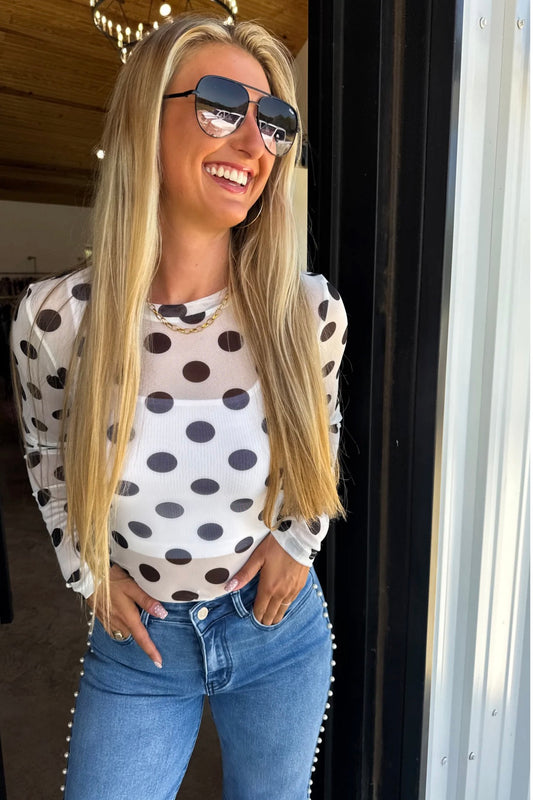 Penny Lane Polka Dot Sheer Top