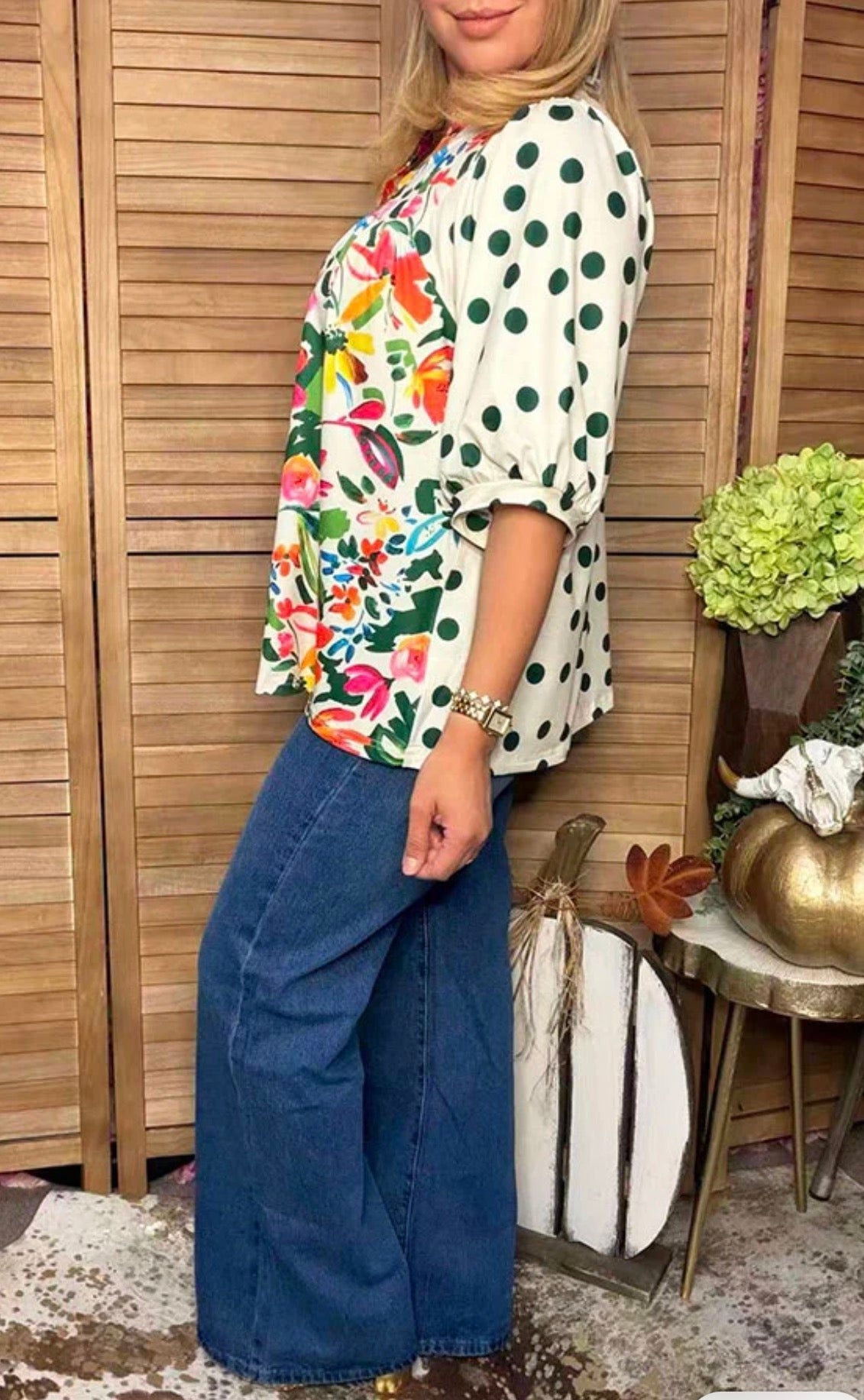 Garden Party Polka Dot Top