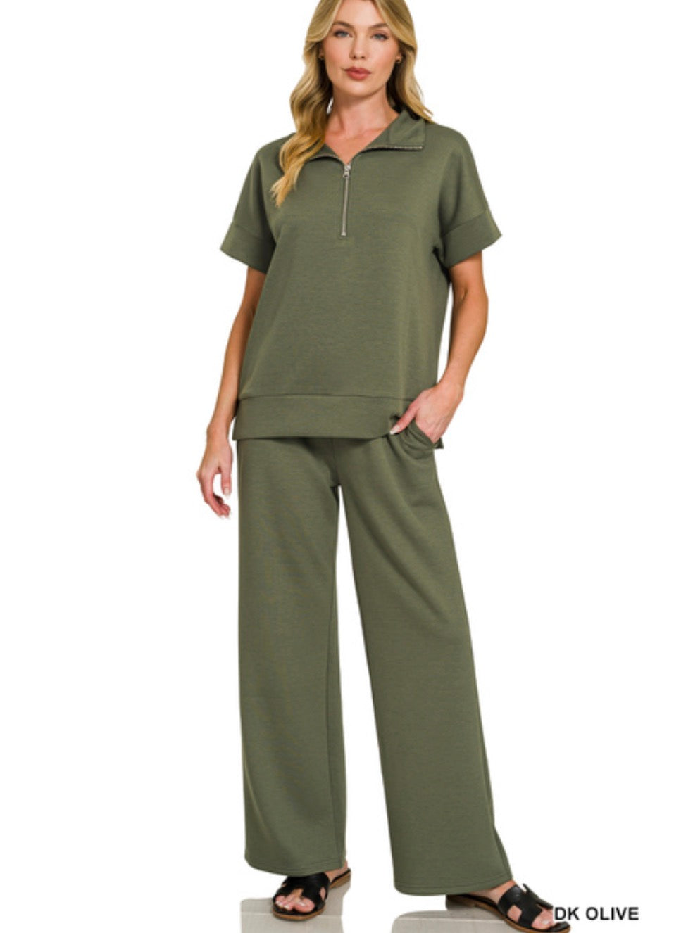 Olive Scuba Half Zip Set