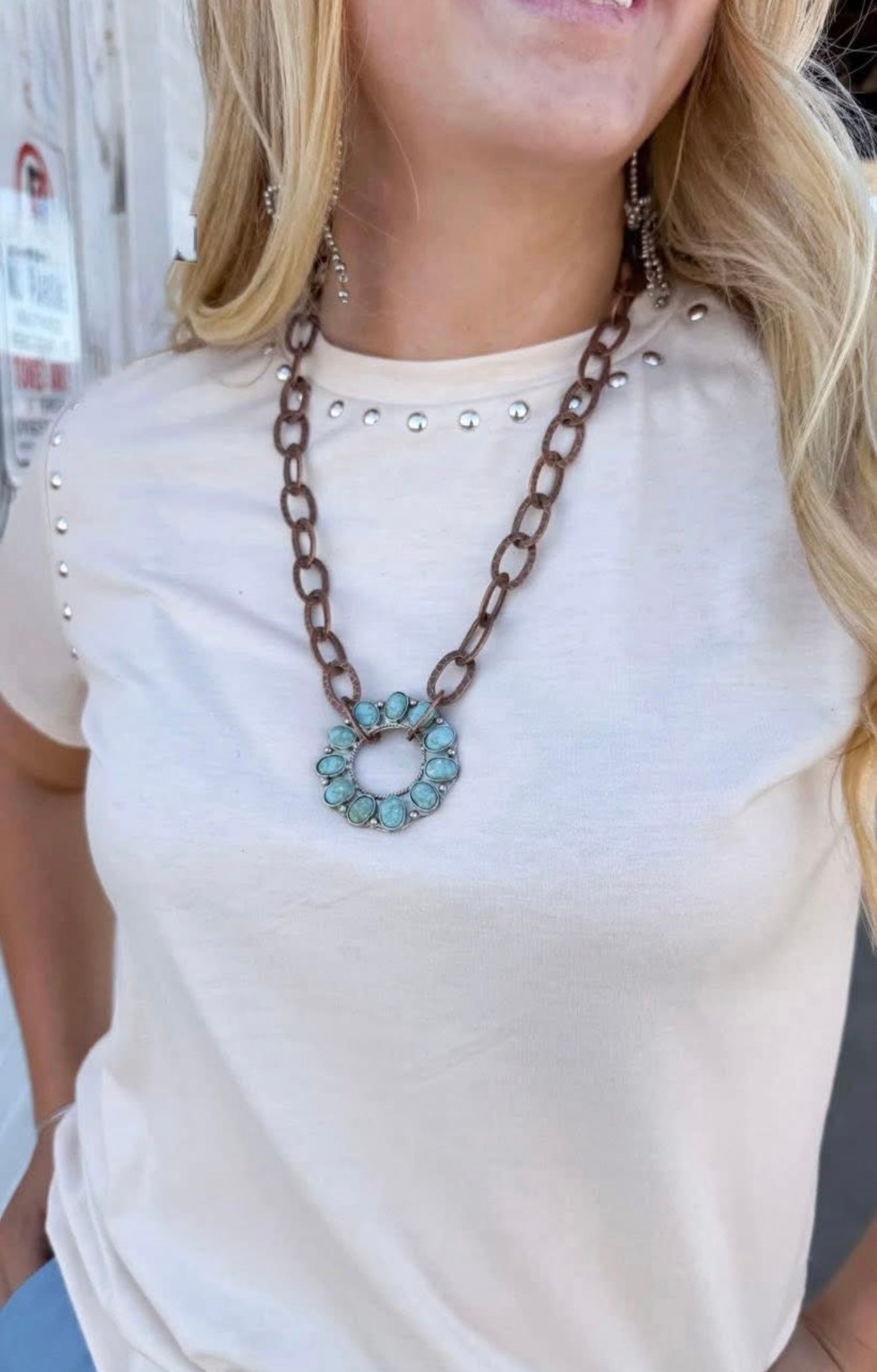 Turquoise Wagon Wheel Necklace