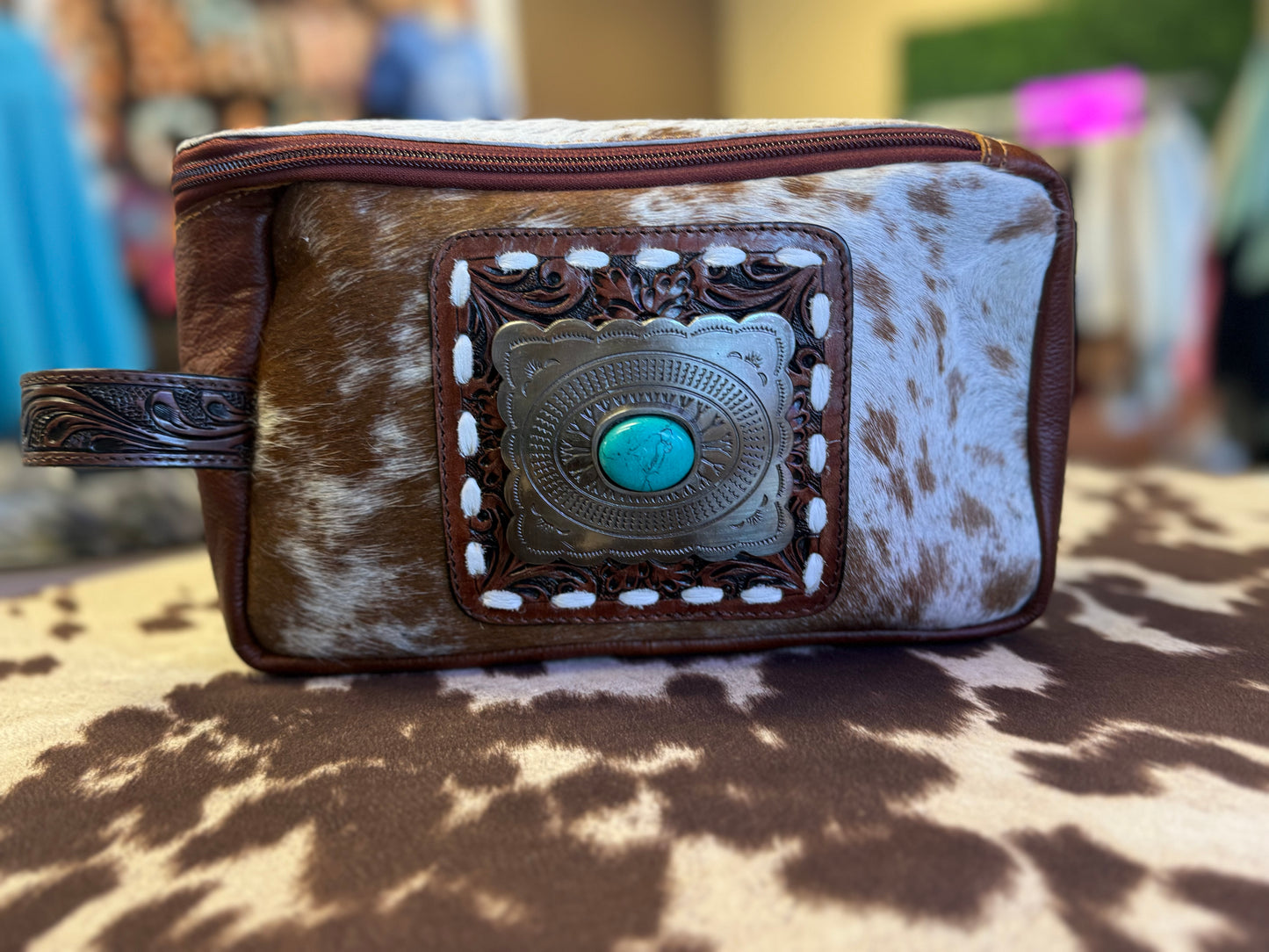 Cowhide Makeup Bag