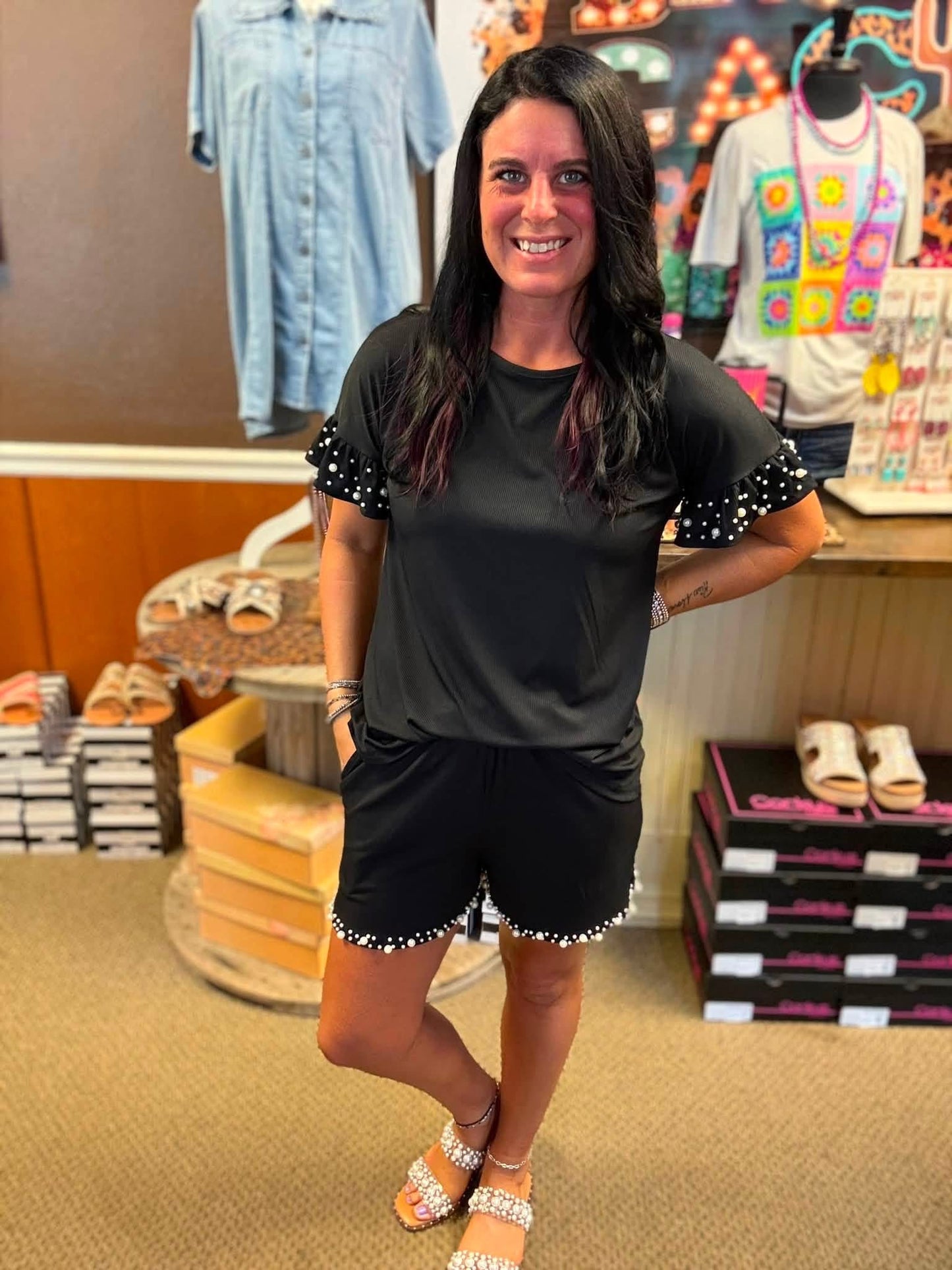 Pearls After Dark Short Set