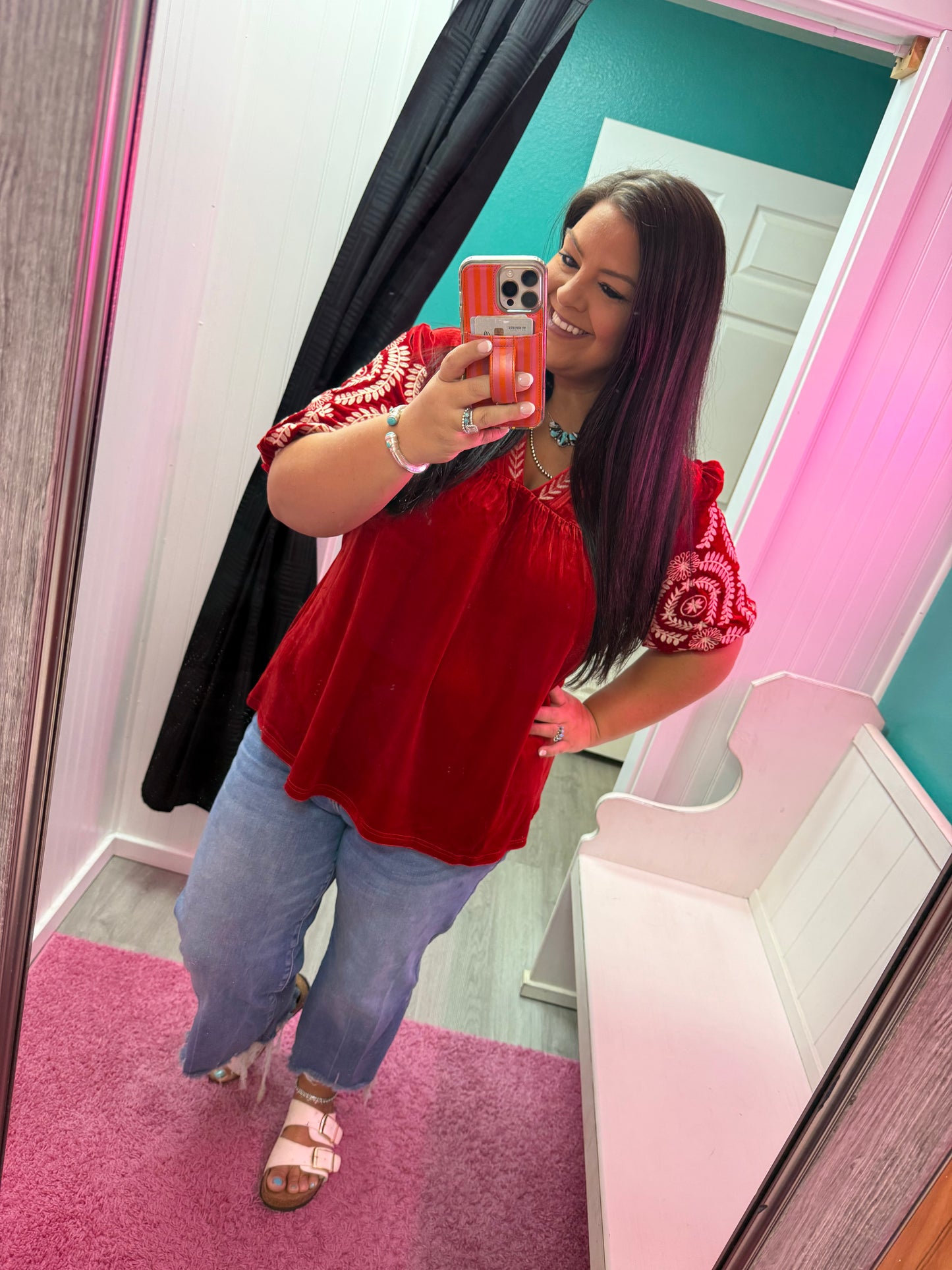 Crimson Elegance Velvet Top