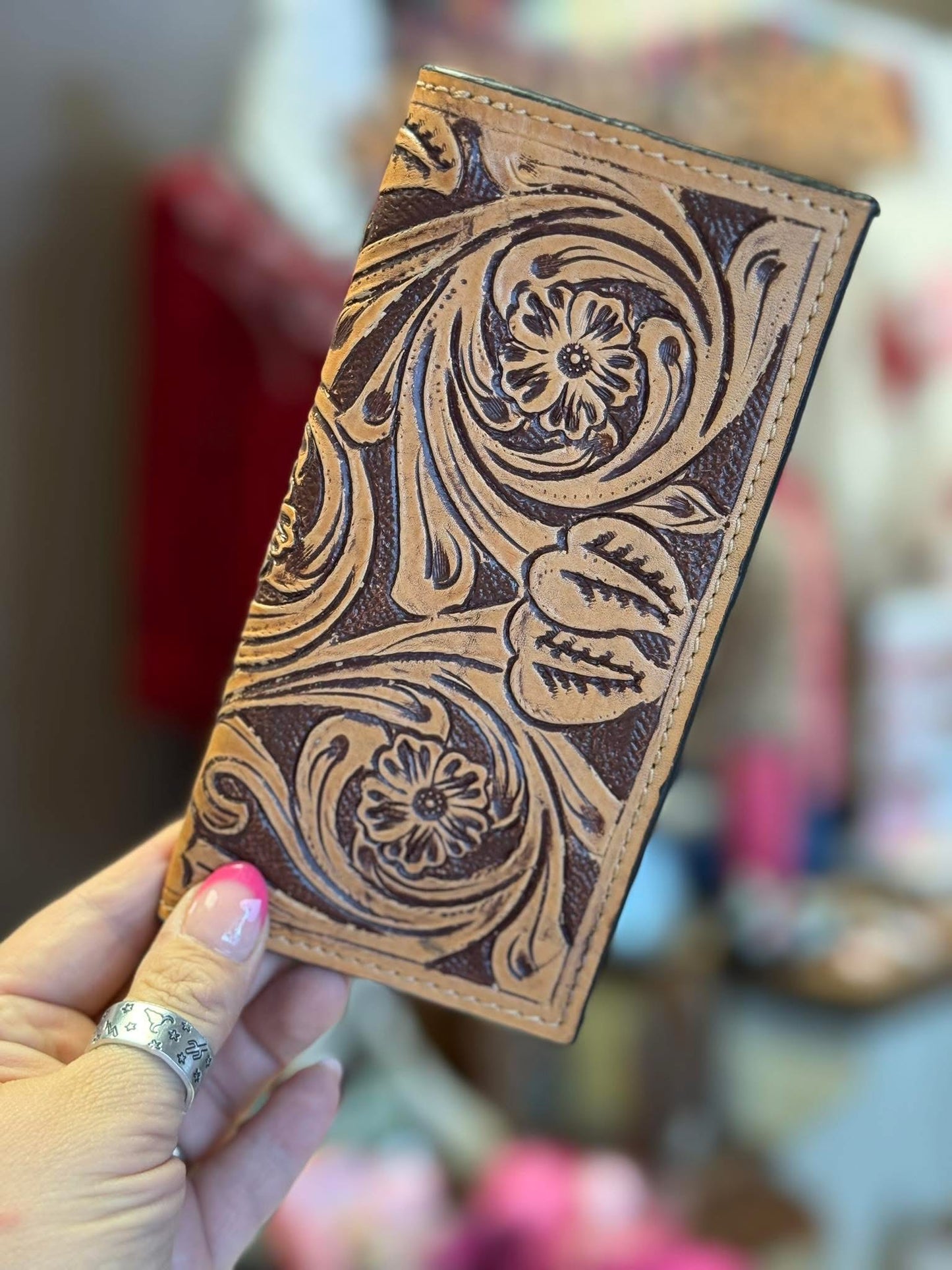 Prairie Petals Tooled Wallet